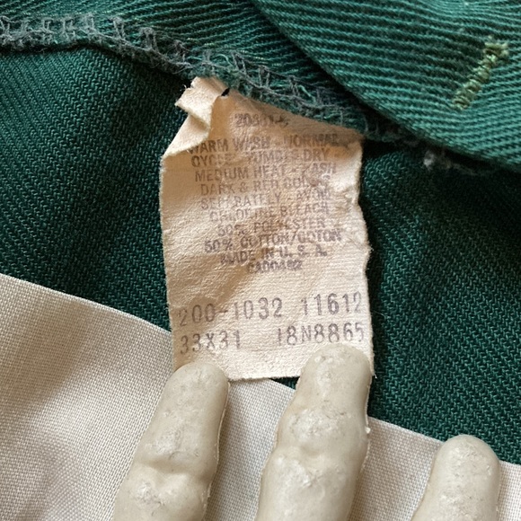 π SOLD π Vintage 70s Lee Polyester Jeans Green Made in U.S.A. ~ 33 X 31 - Picture 5 of 7